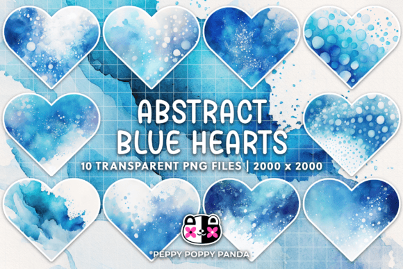 Abstract Blue Watercolor Hearts Clipart: A Designer's Asset