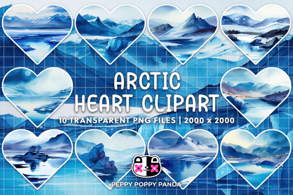 Arctic Landscape Hearts Clipart: Cool Designs for Warm Projects