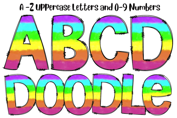 Bringing Playful Energy to Your Projects: The Rainbow Watercolor Doodle Alphabet