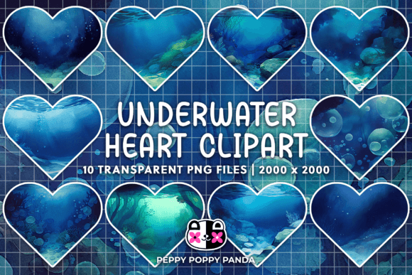 Dive into Design: Blue Ocean Underwater Hearts Clipart