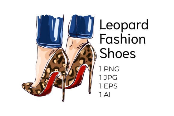 Fashion Leopard Woman Heels Shoes Vector: Bold Style for Modern Design