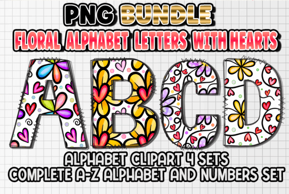 Floral Alphabet Letters with Hearts: A Designer's Asset