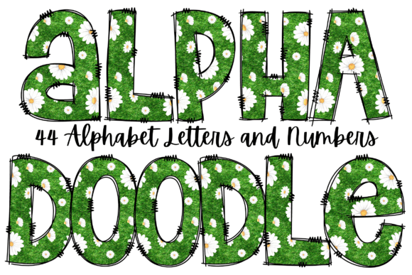 Green Glitter Daisy Doodle Alphabet: Your Next Creative Asset