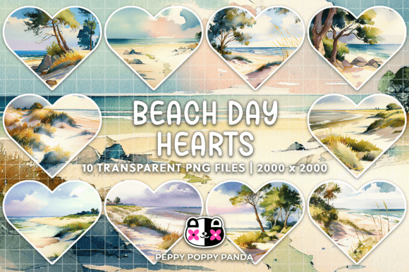 Infuse Coastal Joy: Using Watercolor Beach Hearts Clipart