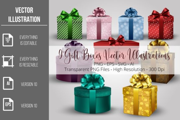 Set of Colorful Gift Boxes Vector: A Designer's Toolkit for Joyful Projects