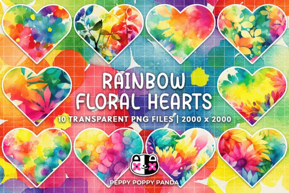Using Rainbow Floral Hearts Clipart in Modern Design