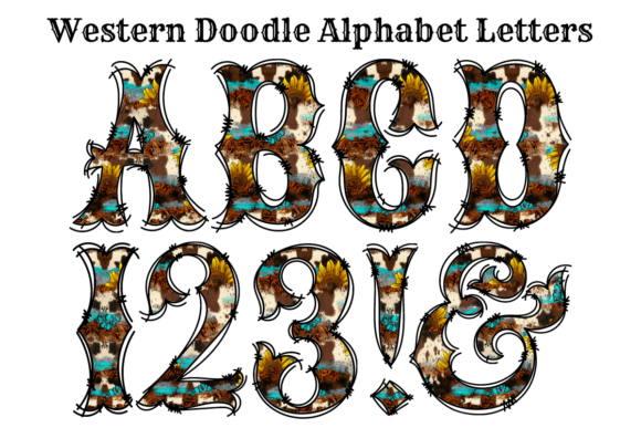 Western Girl Doodle Alphabet Letters: A Creative Design Asset
